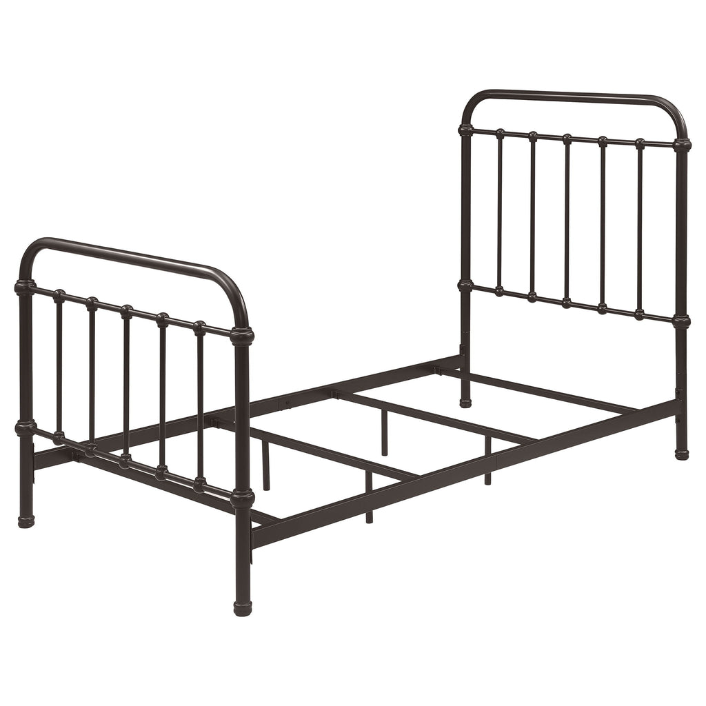 Twin Panel Bed With Ornate Design - Bronze