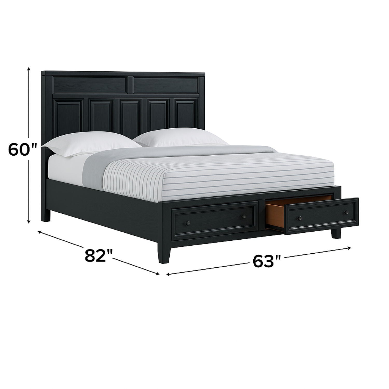Storage Bed With Panel Headboard And Spacious Footboard Drawers