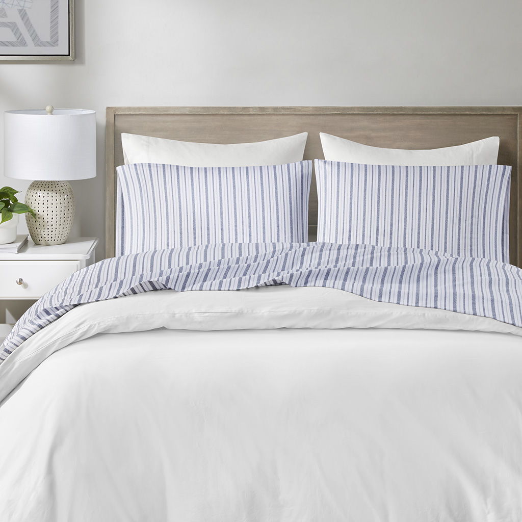 200 Thread Count Printed Cotton - Full Sheet Set - Blue Stripe