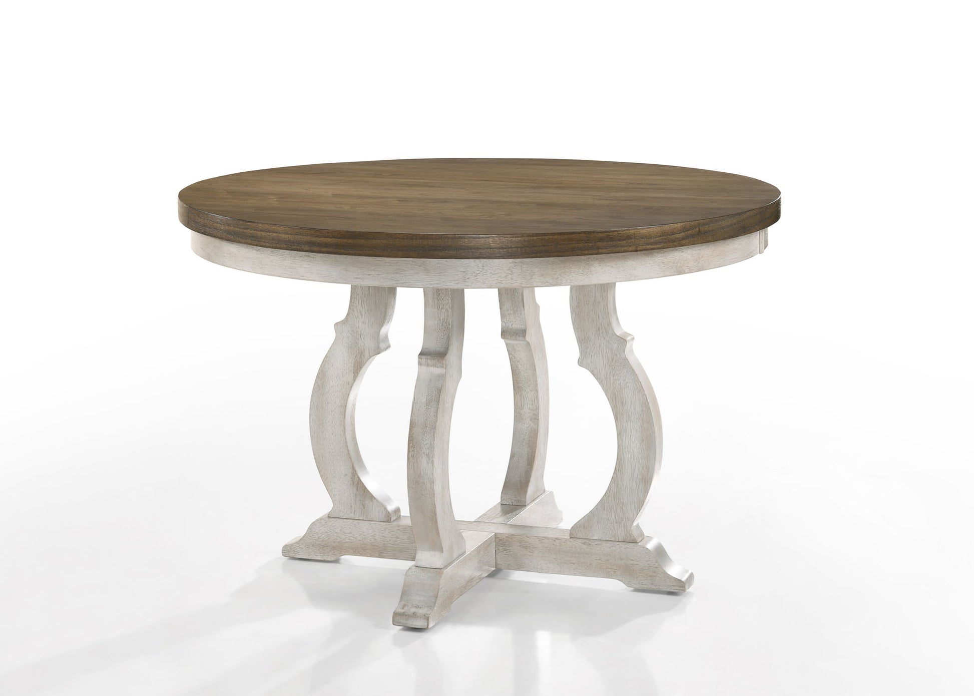 Havanna - Wide Vintage Round Dining Table With Off White Colored Base - Walnut