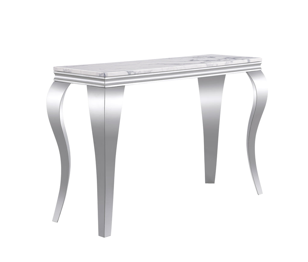 Marble Printed Rectangular Table, Stainless Steel Legs