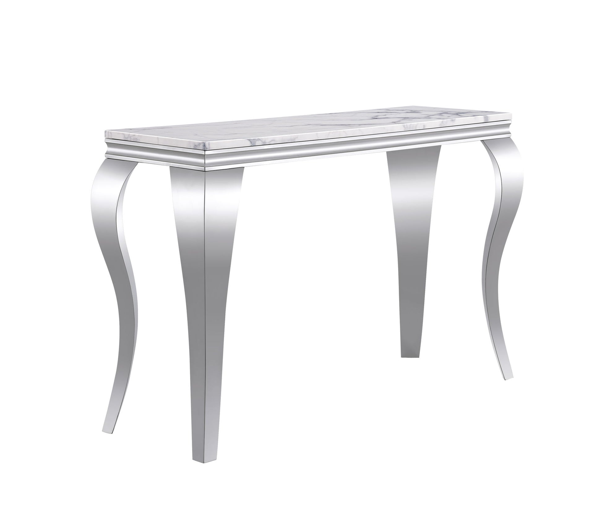 Marble Printed Rectangular Table, Stainless Steel Legs