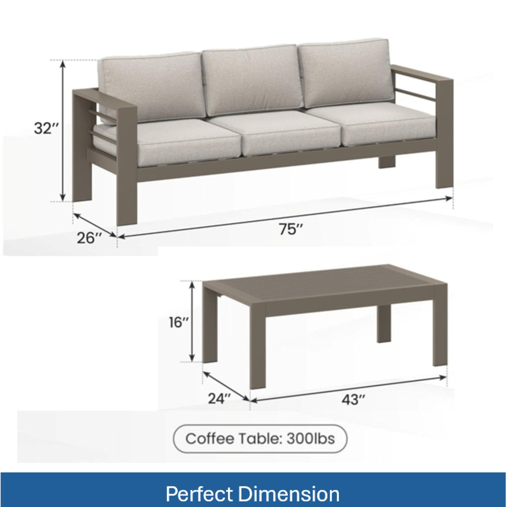 Outdoor Patio Set, All-Weather With Thick Cushions