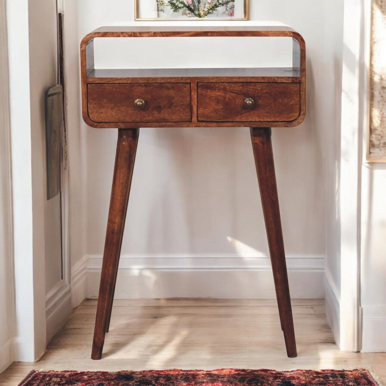 Solid Wood Curved Console Table