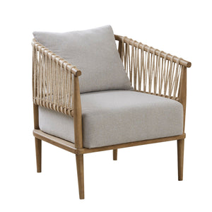 Arm Chair With Open Weave Jute Twine Rope Design - Natural