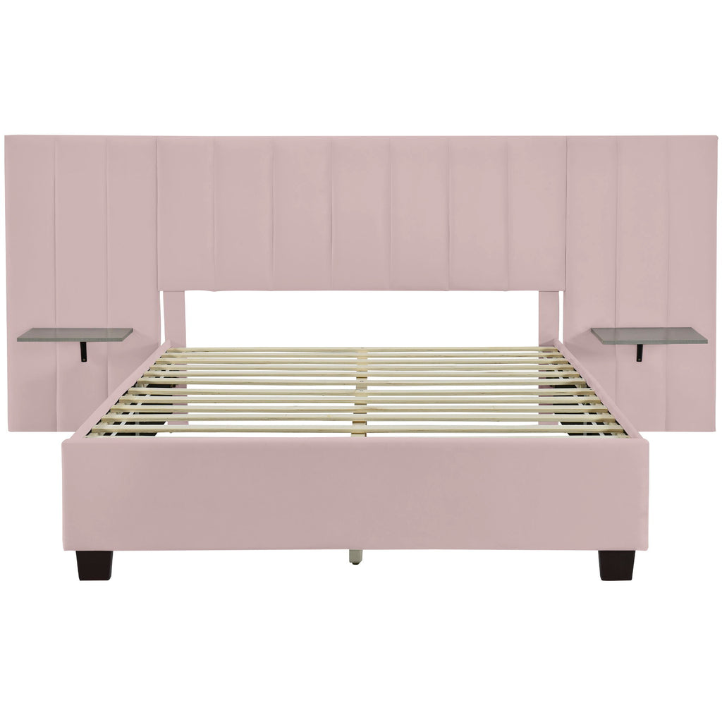 Upholstered Platform Bed With Big Headboard