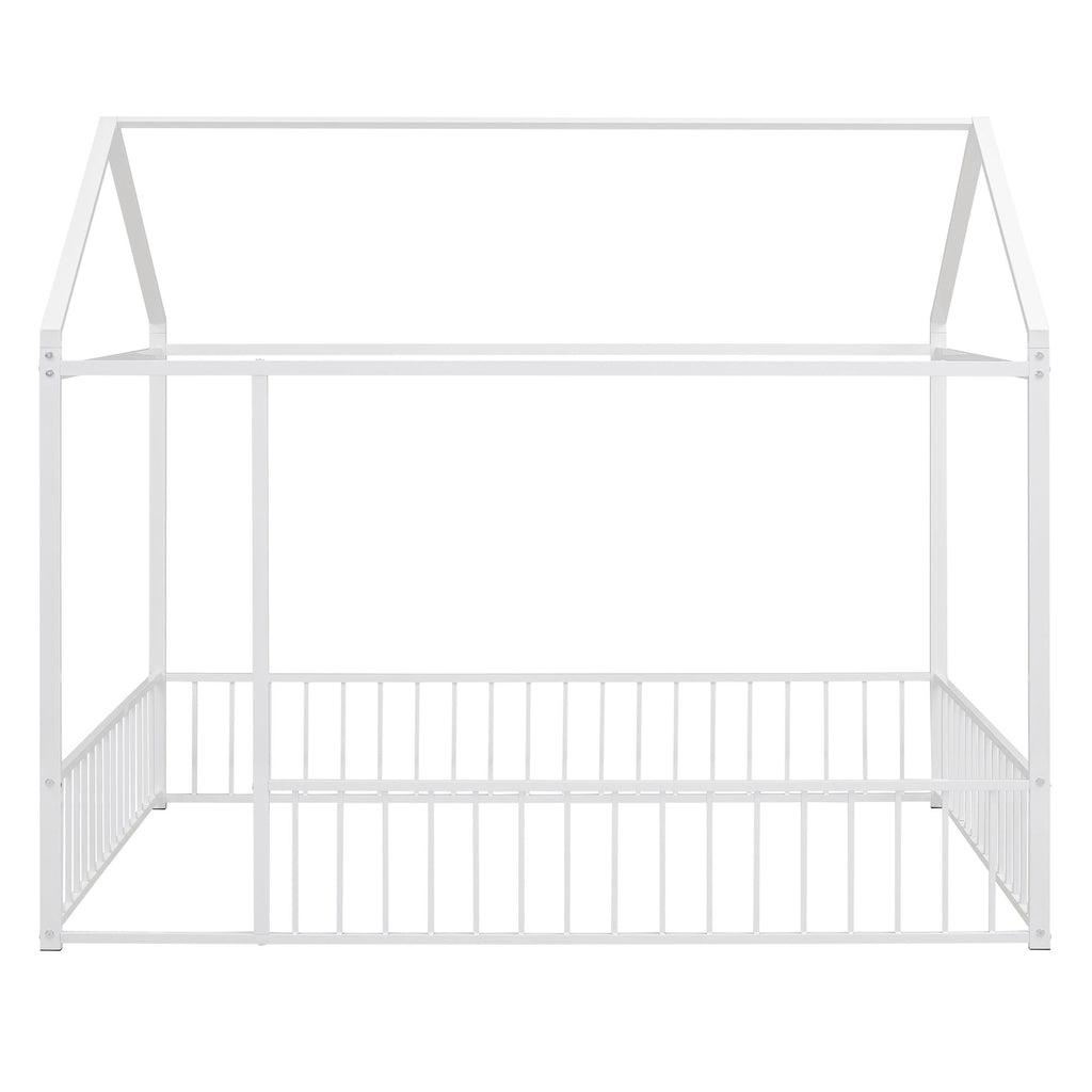 Metal Bed House Bed Frame With Fence