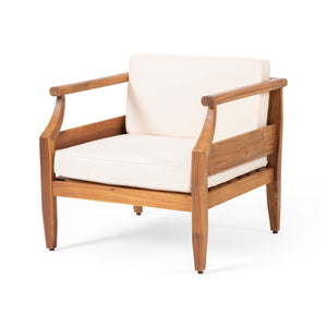 Outdoor Club Chair With Recessed Arms And Cushions