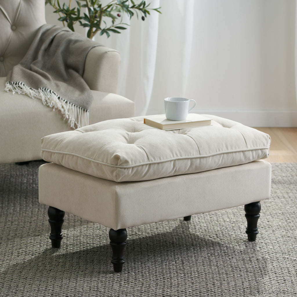 Lofton - Pillow Top Ottoman With Button Tufting - Cream