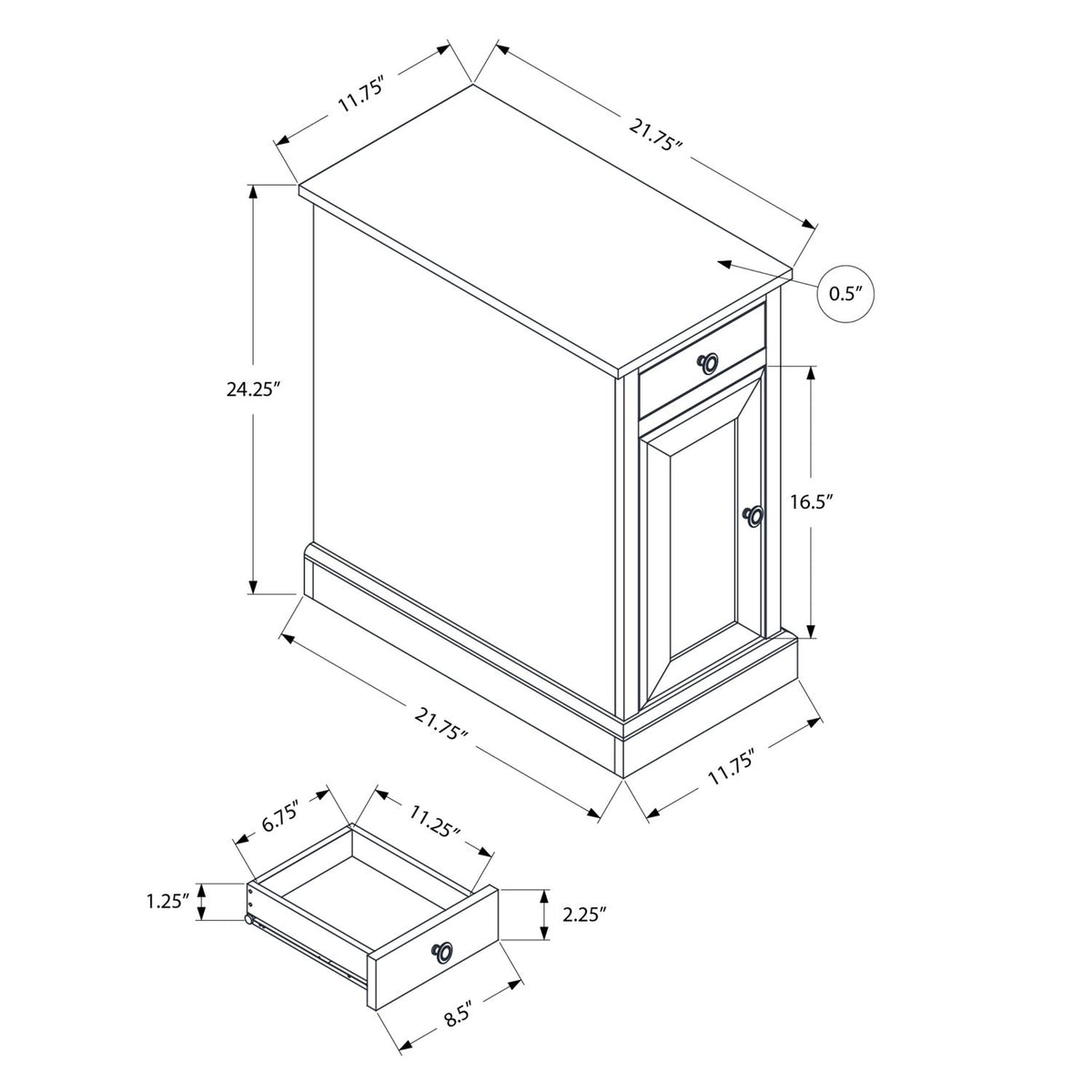 Accent Table With Storage Drawer For Living Room - Blue