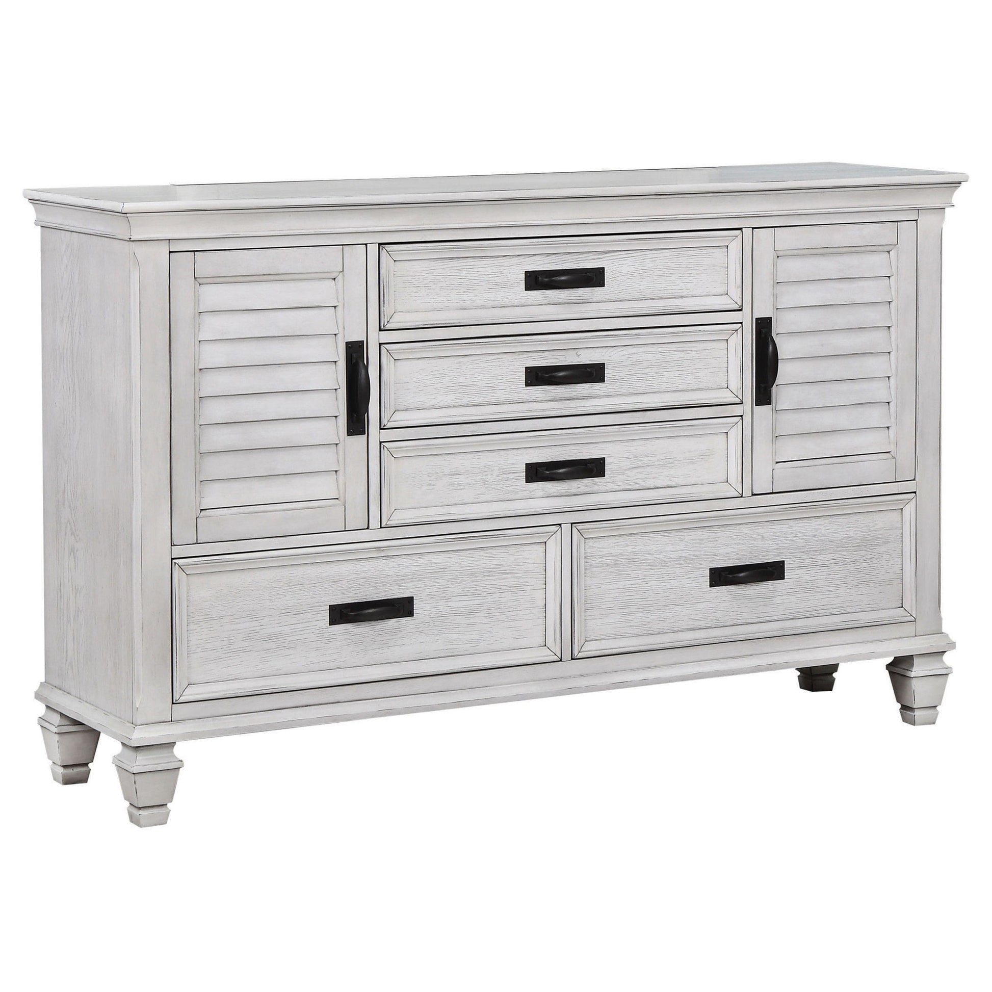 Lockeford - 5 Drawer Dresser With Side Cabinets - White