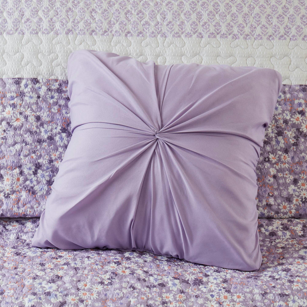 Caralie - Full/Queen 4 Piece Seersucker Quilt Set With Throw - Purple
