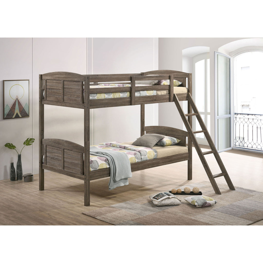 Shasta - Twin Over Twin Bunk Bed With 2 Twin Mattresses - Brown