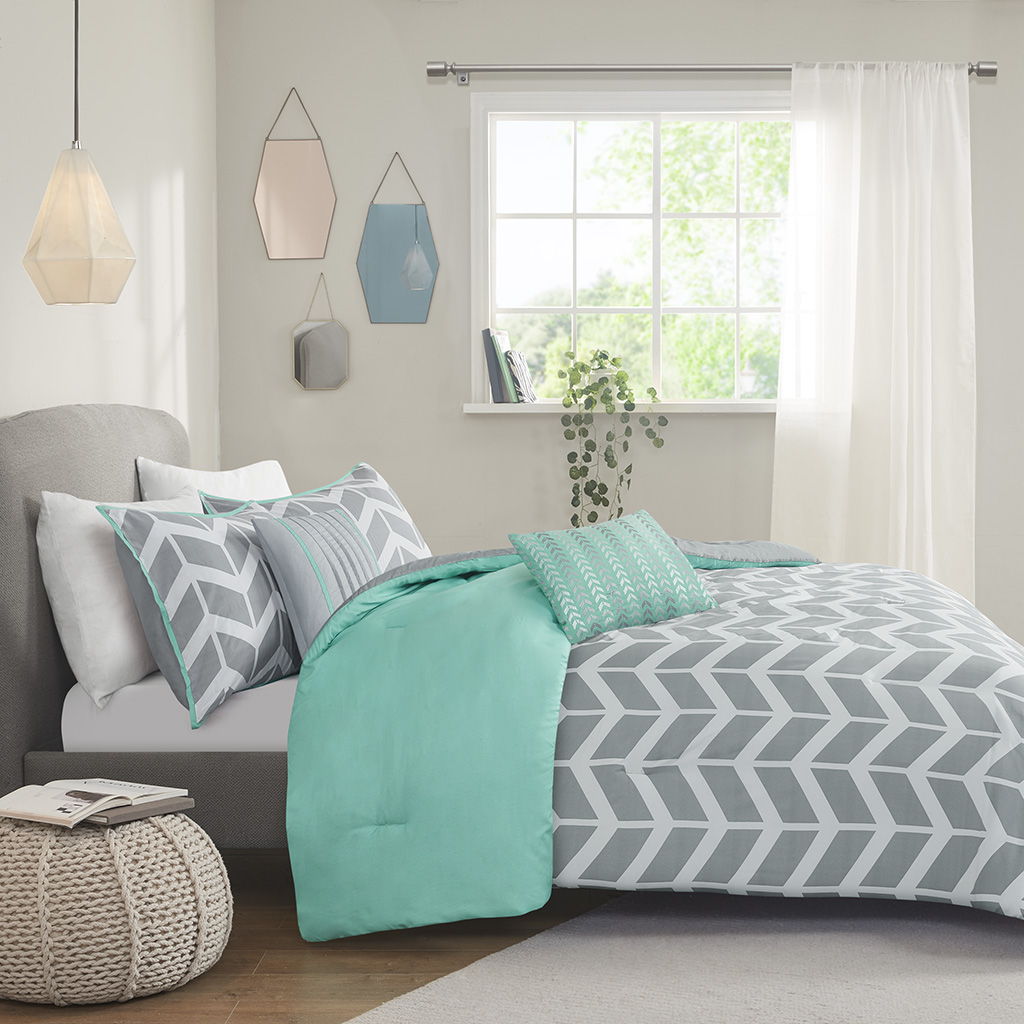 Nadia - Twin Comforter Set - Aqua