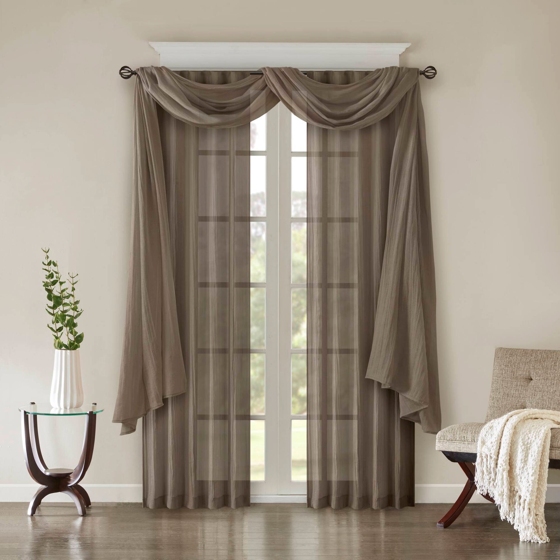 Harper - Solid Crushed Window Panel Pair - Taupe