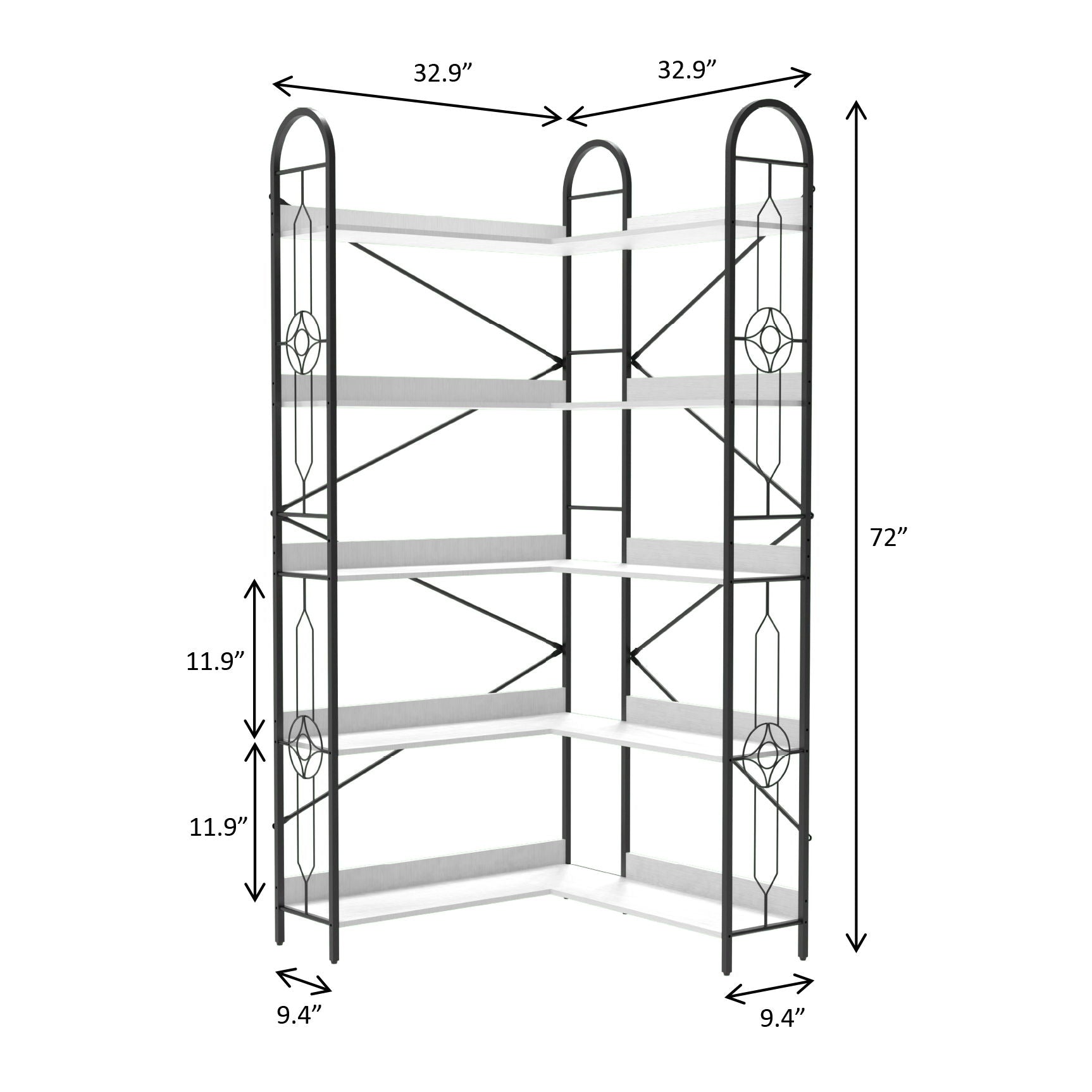 Industrial Style Corner Bookshelf With Thickened Iron Frame