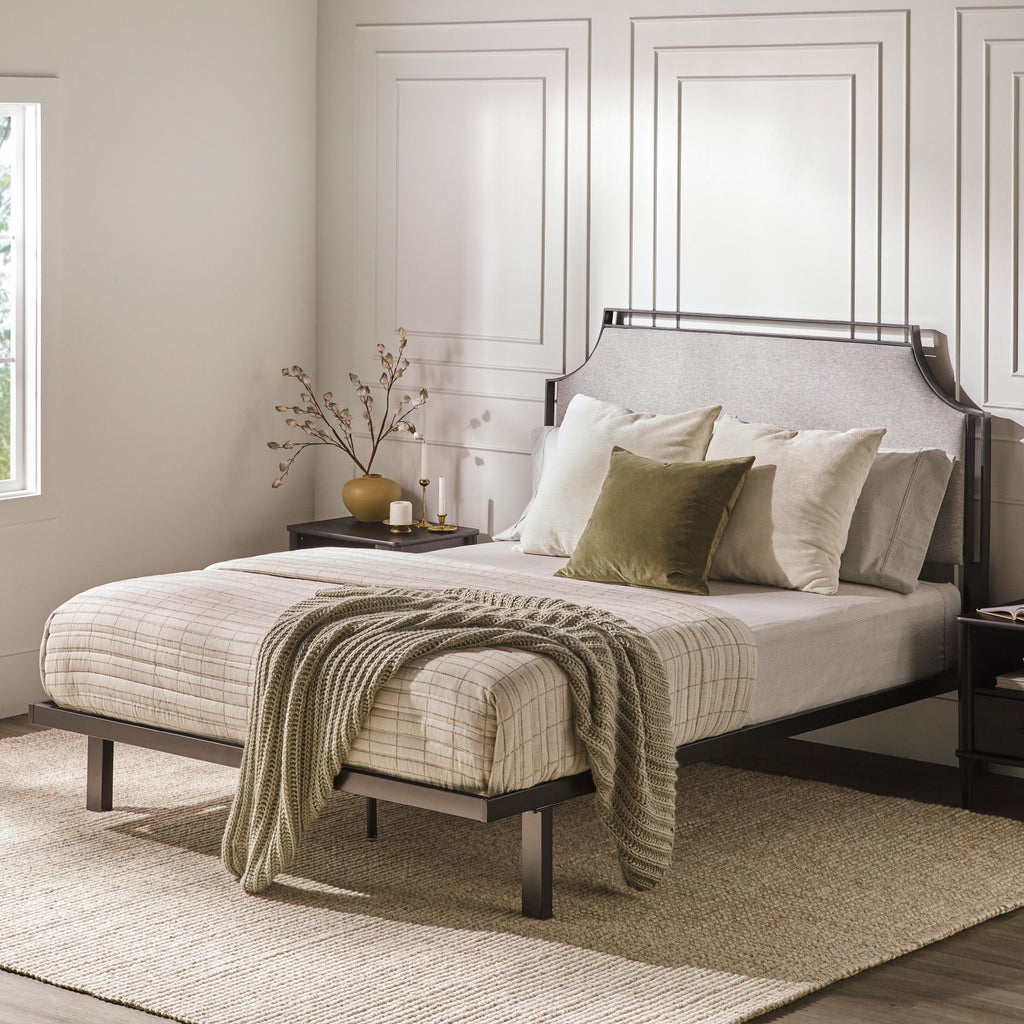 Daybreak - Queen Bed Frame Upholstered Metal - Gray