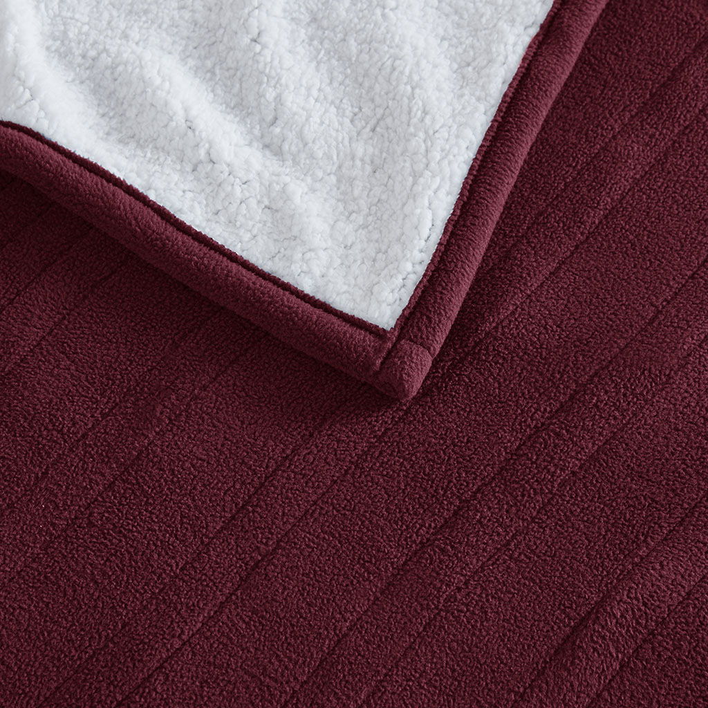 Fleece to Sherpa - King Heated Blanket - Burgundy