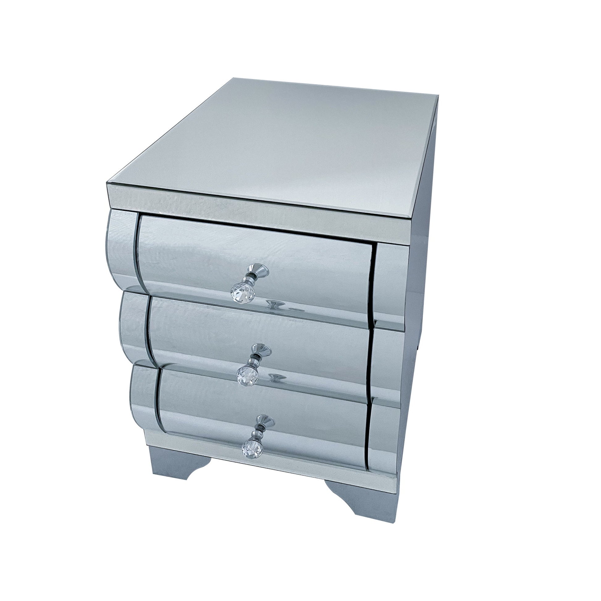 Nightstand With 3 Drawers, Bedside Table For Bedroom - Silver