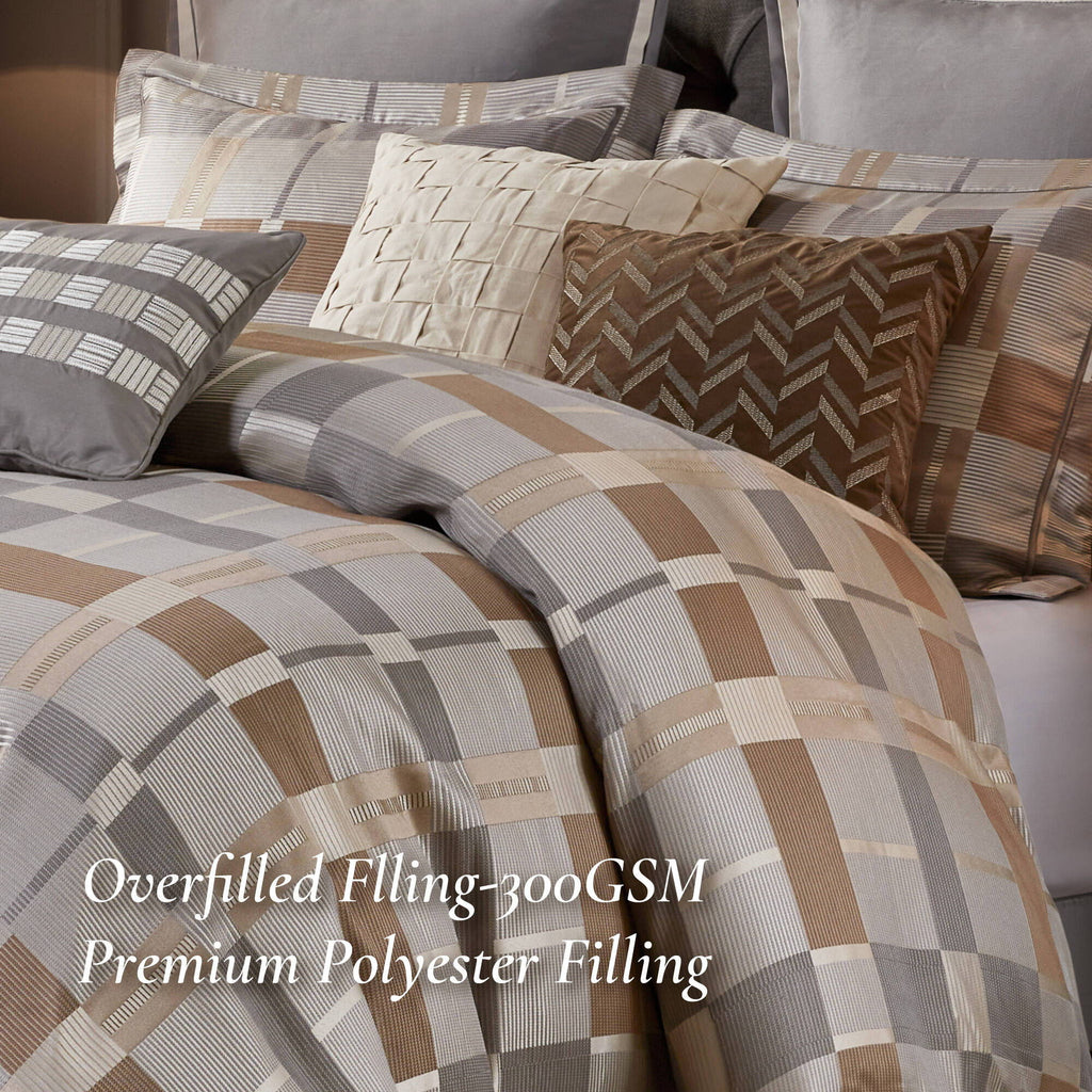 Prescott - 9 Piece King Oversized Duvet Style Comforter Set - Taupe