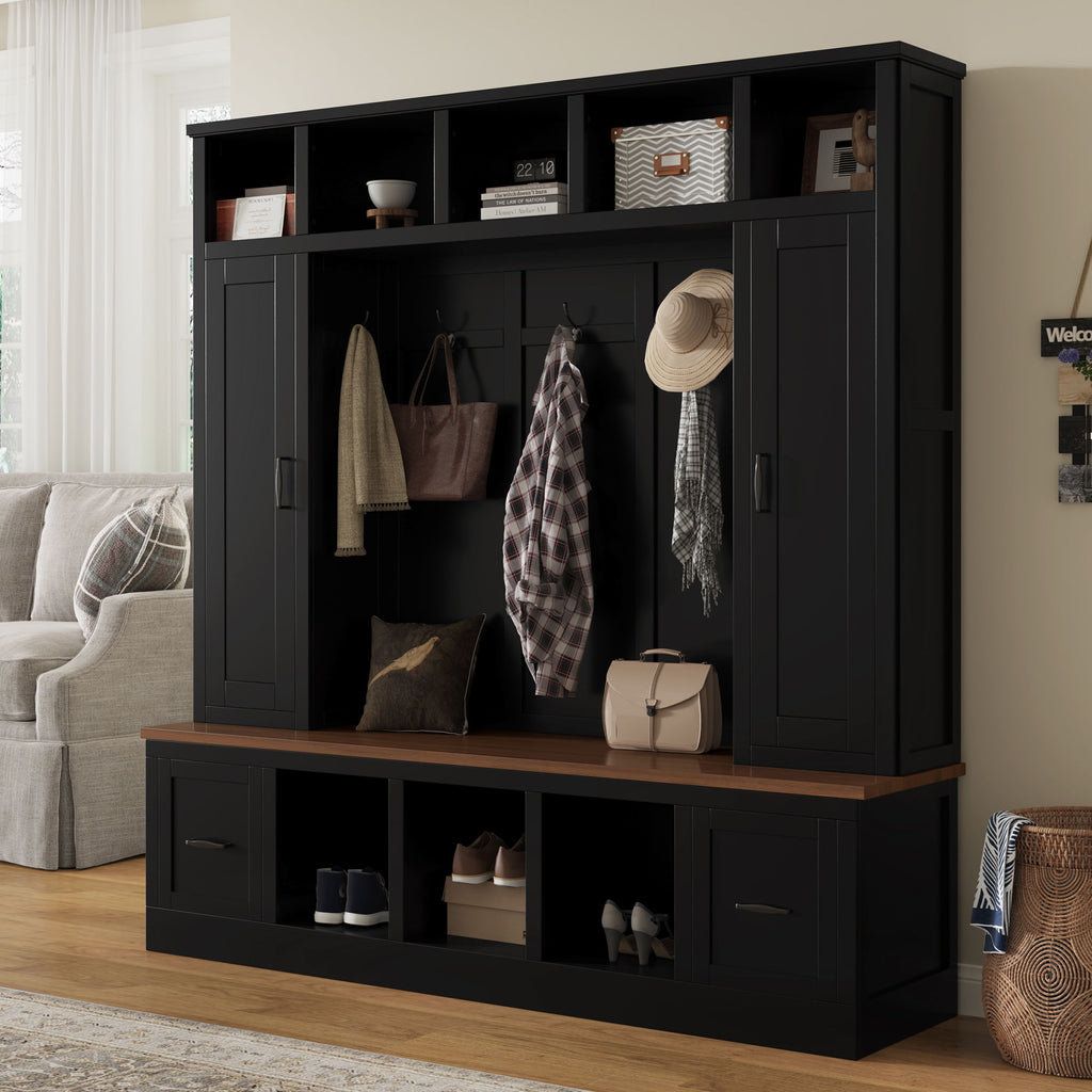 Hall Tree With Storage Bench, Entryway Coat Rack With Hooks