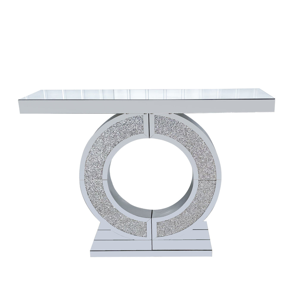 O - Shaped Console Table For Living Room - Silver