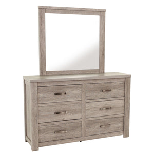 1 Piece Dresser With Handles, 6 Drawers - Light Gray