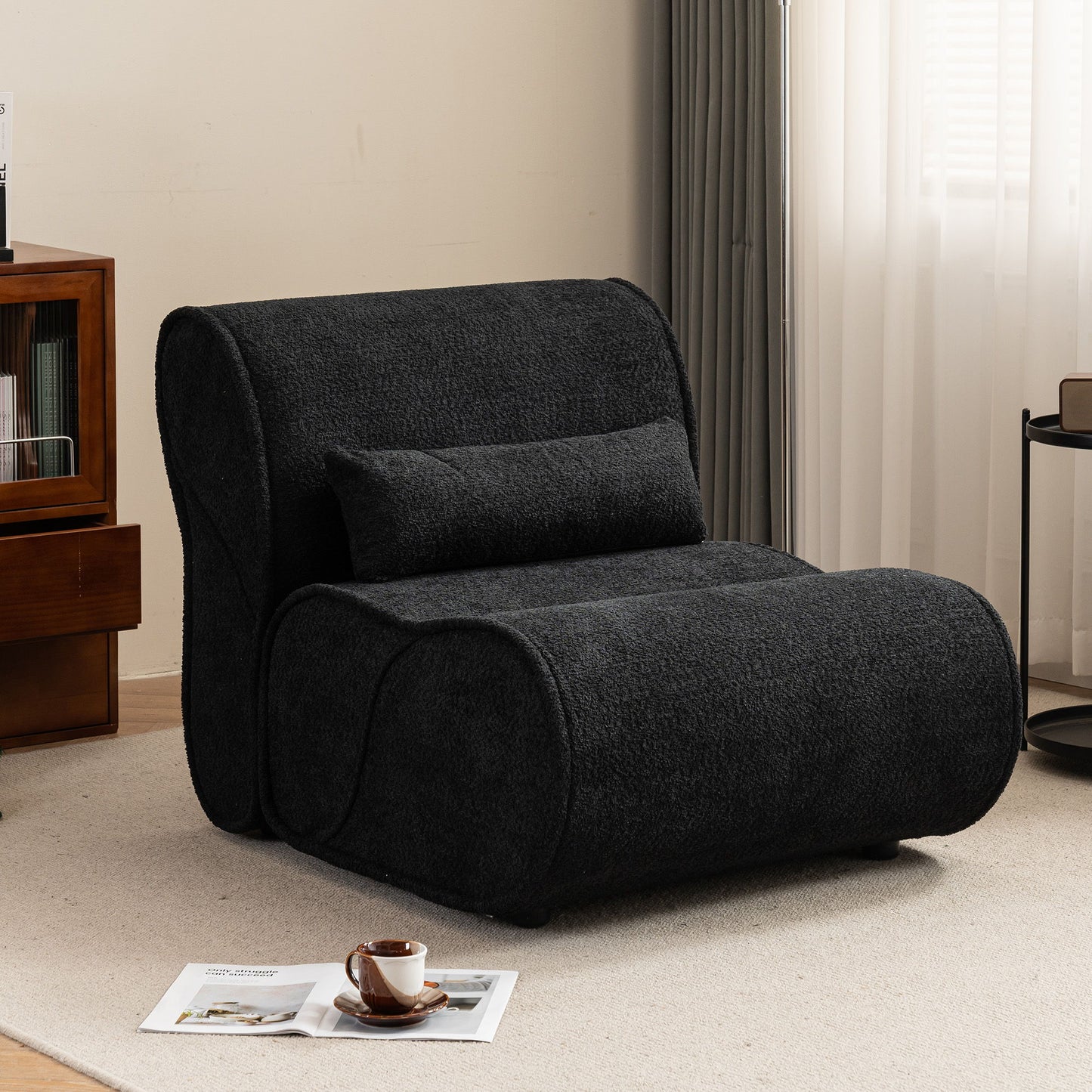 Soft Pellet Velvet Recliner, Comfortable Lounge Chair With Waist Pack Padding, Modern Design, Ideal For Living Room