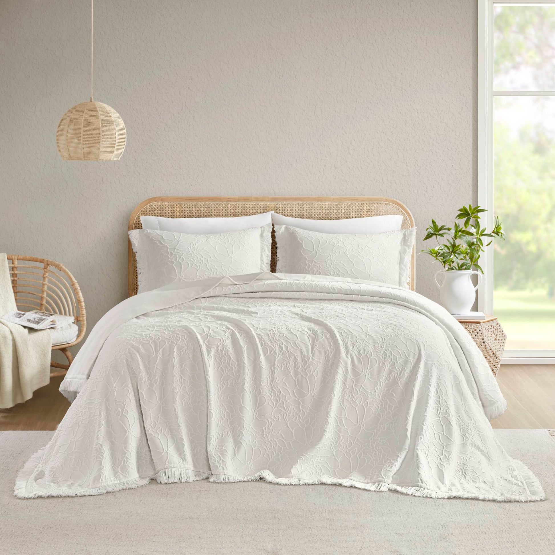 Willow - 3 Piece Queen Bedspread Set - White