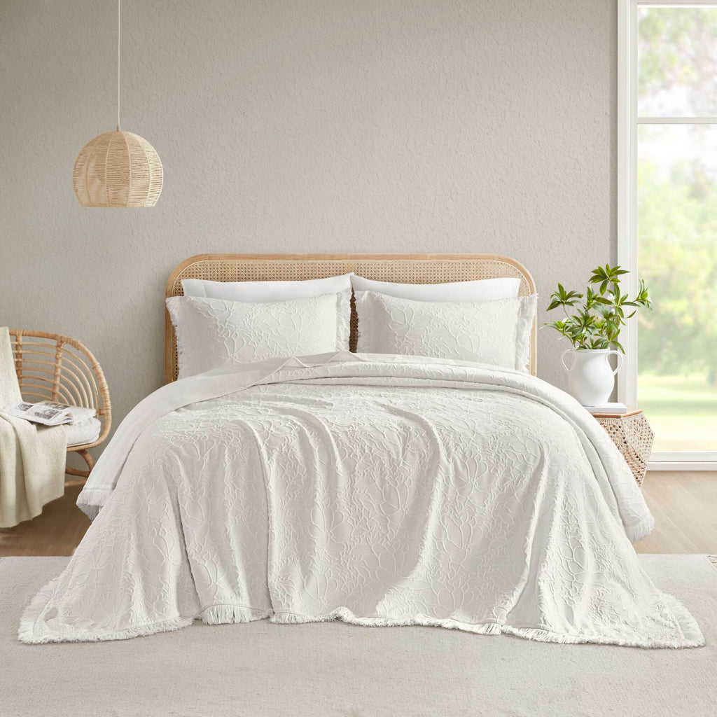 Willow - 3 Piece King Bedspread Set - White
