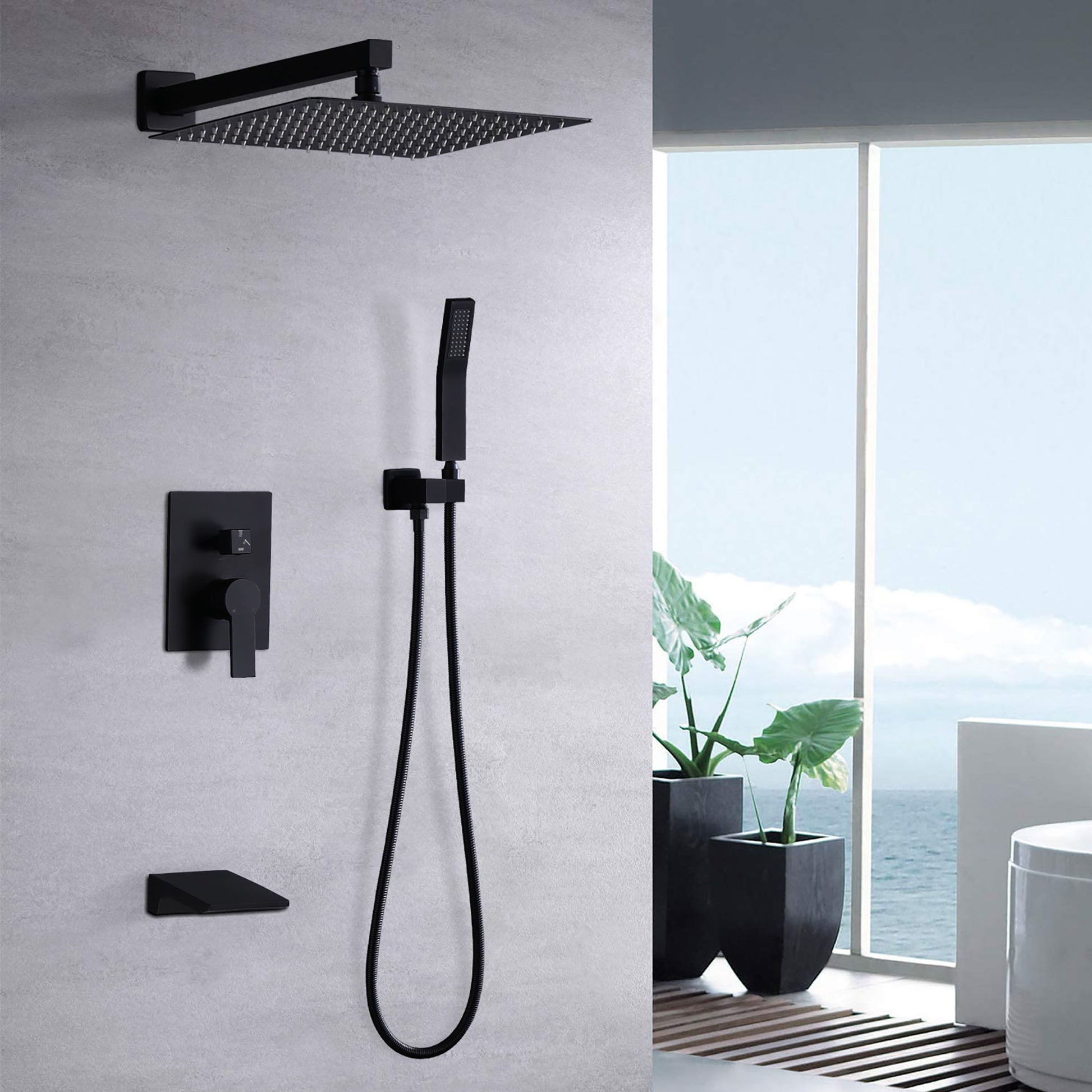 Modern 10" Wall Mounted Rainfall Shower Head System