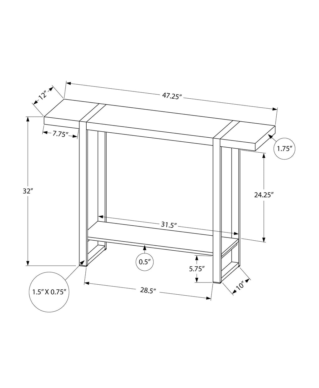 Accent Console Table For Entryway, Design Style