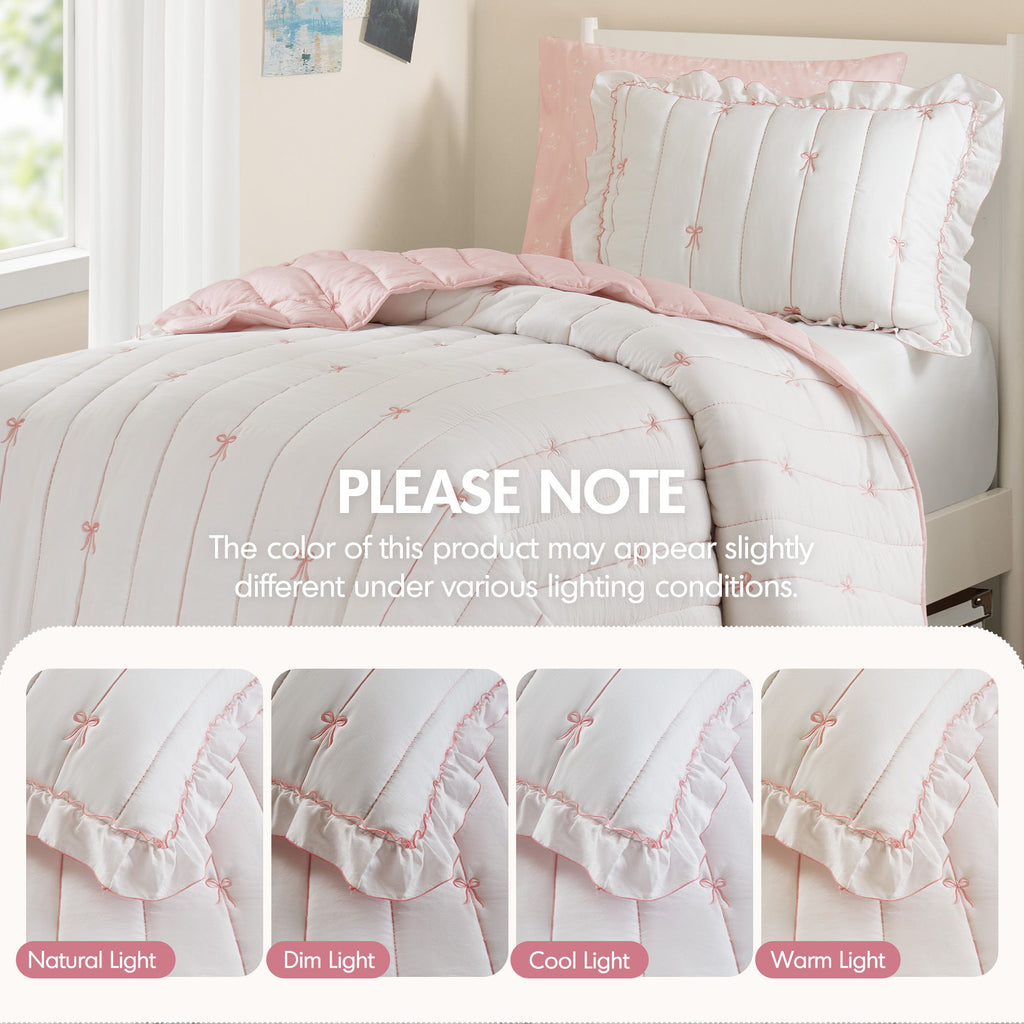 Liv - Twin Quilt Set - Pink