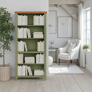 72" High 5 Shelf Bookcase - Sage Green And Fruitwood