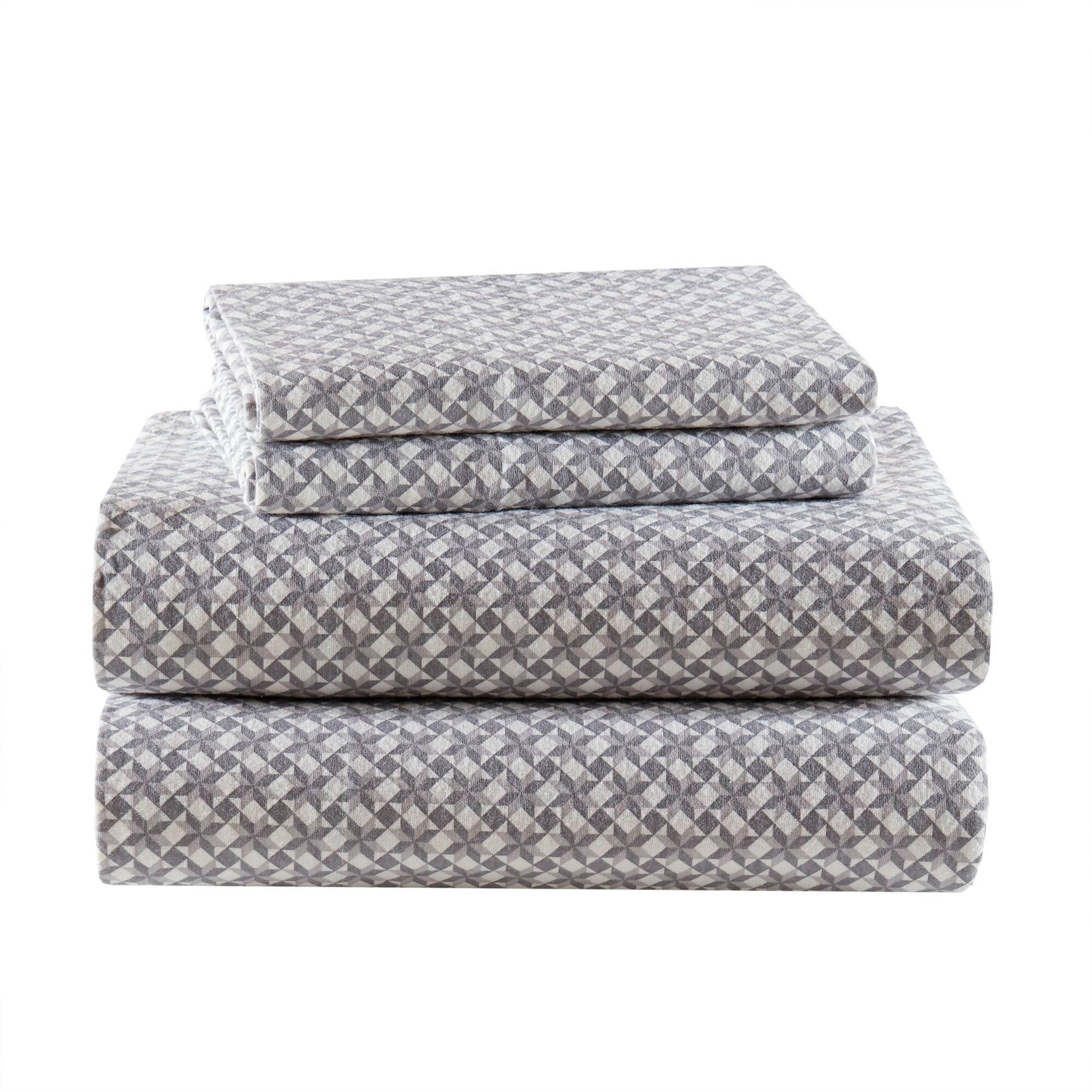 Cozy Cotton Flannel - Full Printed Sheet Set - Snowflake