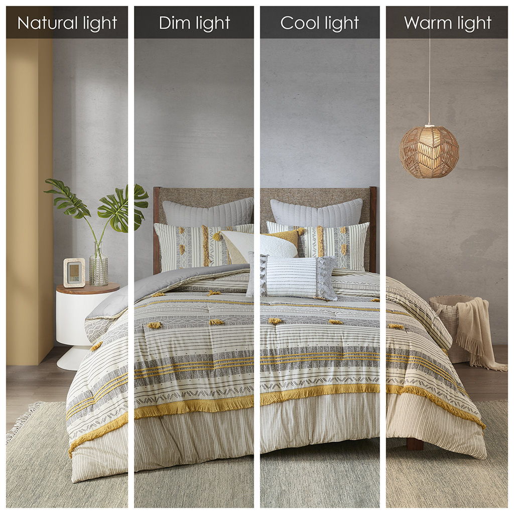 Cody - King 3 Piece Comforter Set - Gray / Yellow