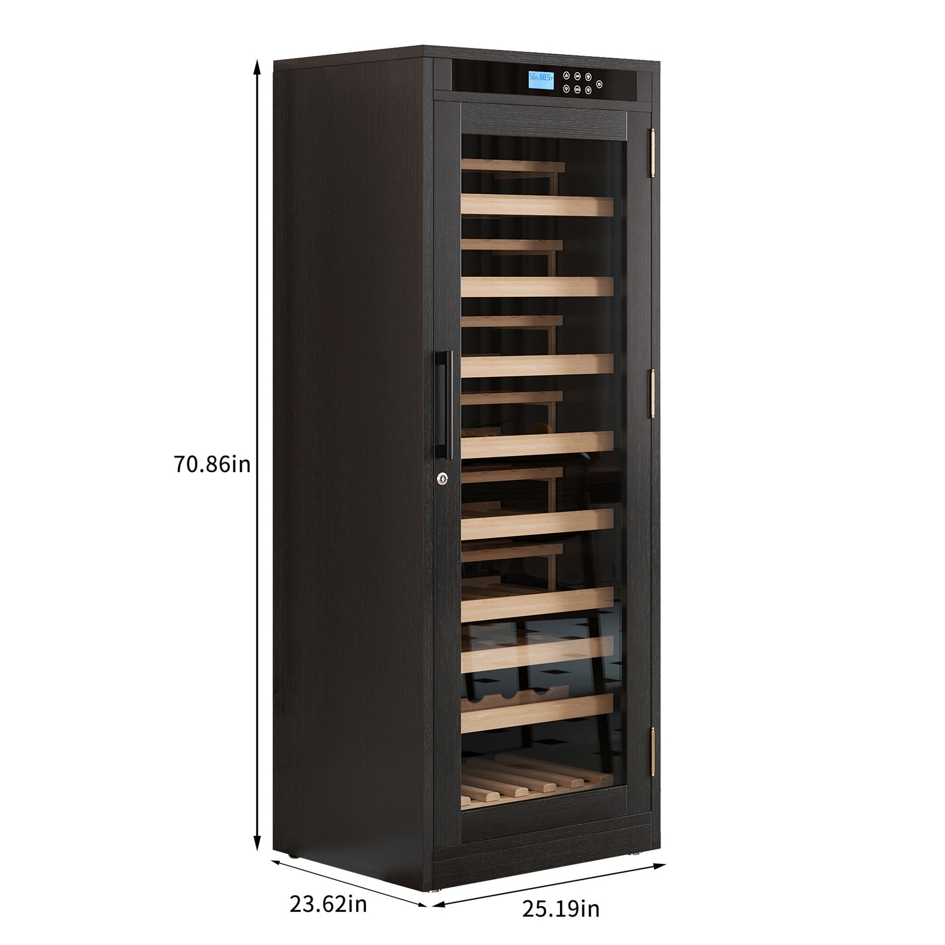 Intelligent Temperature Controlled Multi Tiered Grape Wine Cabinet - Black