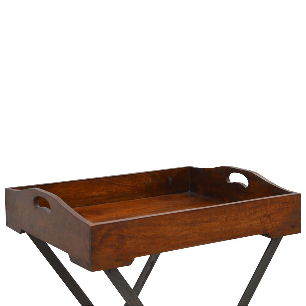 Tray With Cross Base - Brown / Steel Gray
