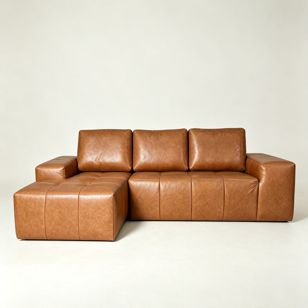 Deep Seat L - Shaped Modular Sectional Sofa For Living Room - Brown