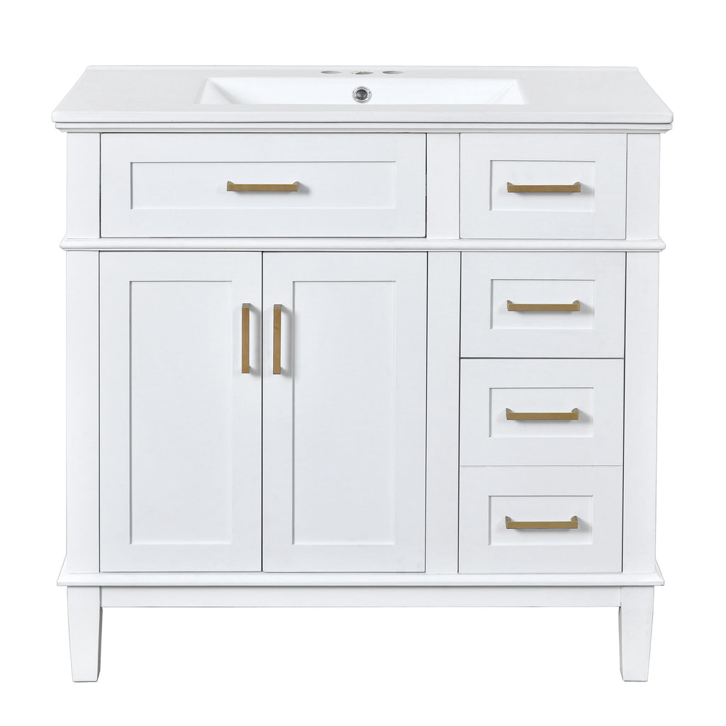 Modern Bathroom Vanity With Ceramic Sink, Soft Close Storage Cabinet
