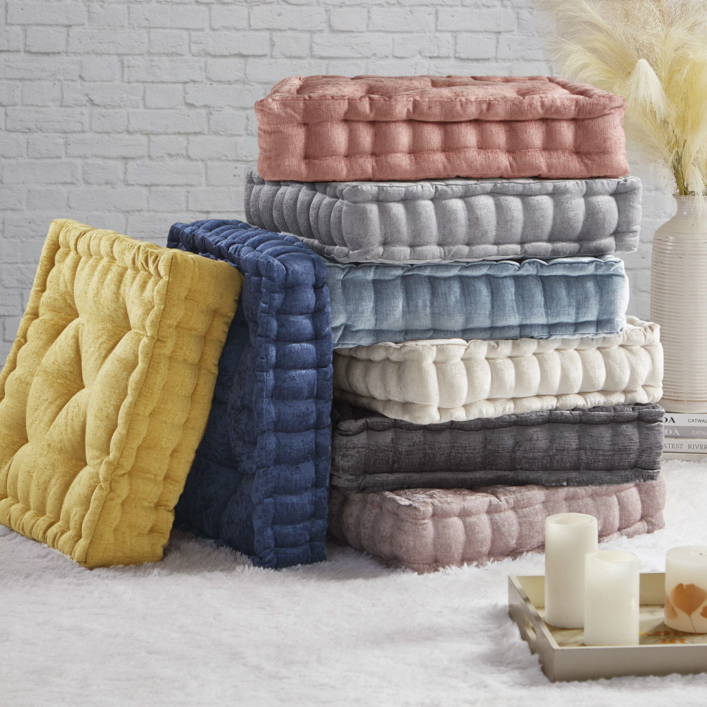Azza - Poly Square Floor Pillow Cushion - Dusty Peach