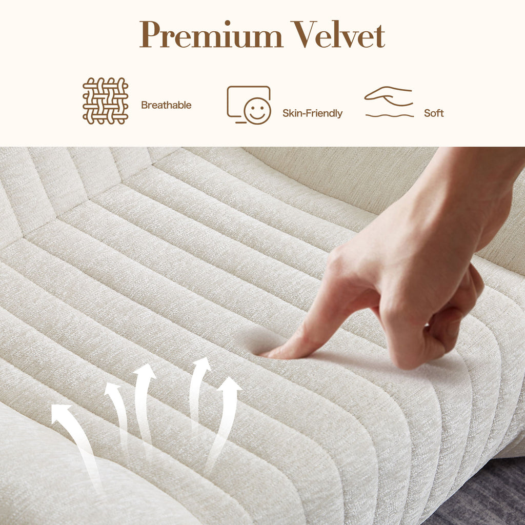 Bean Bag Chair For Adults, Lazy Floor Sofa Couch Memory Foam Bean Bag Sofas Chenille Fabric Reading Chair Comfortable Corner Lounge Sofa For Living Room - White