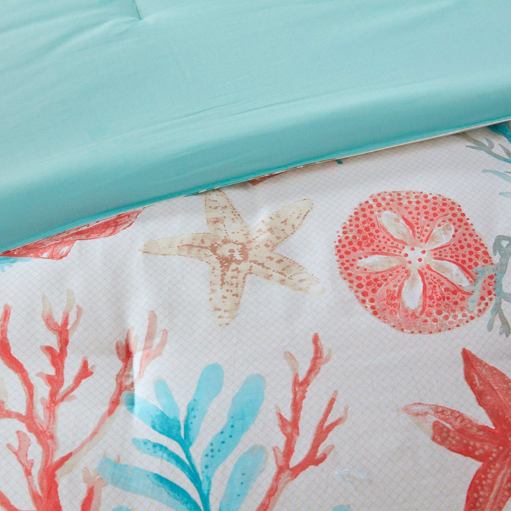 Pebble Beach - Queen 7 Piece Comforter Set - Coral