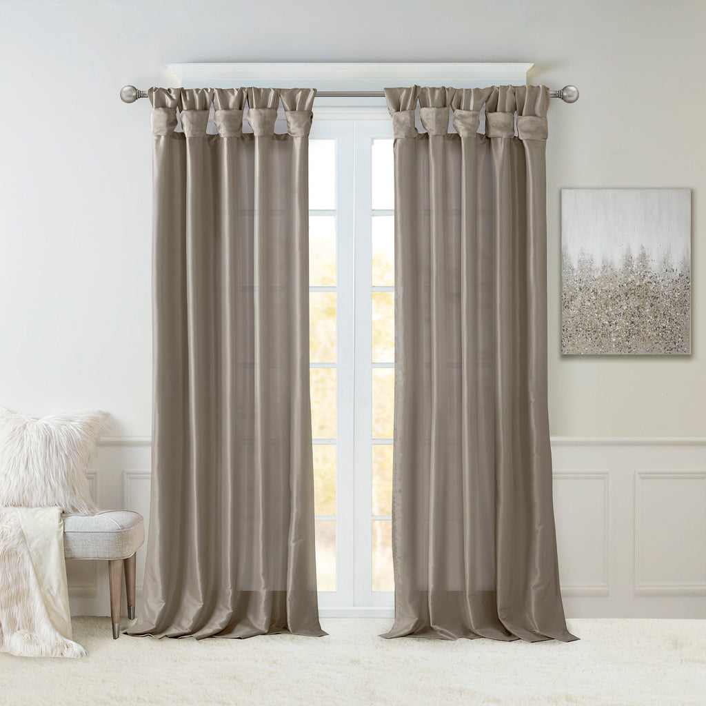 Emilia - 120" Twist Tab Lined Window Curtain - Pewter