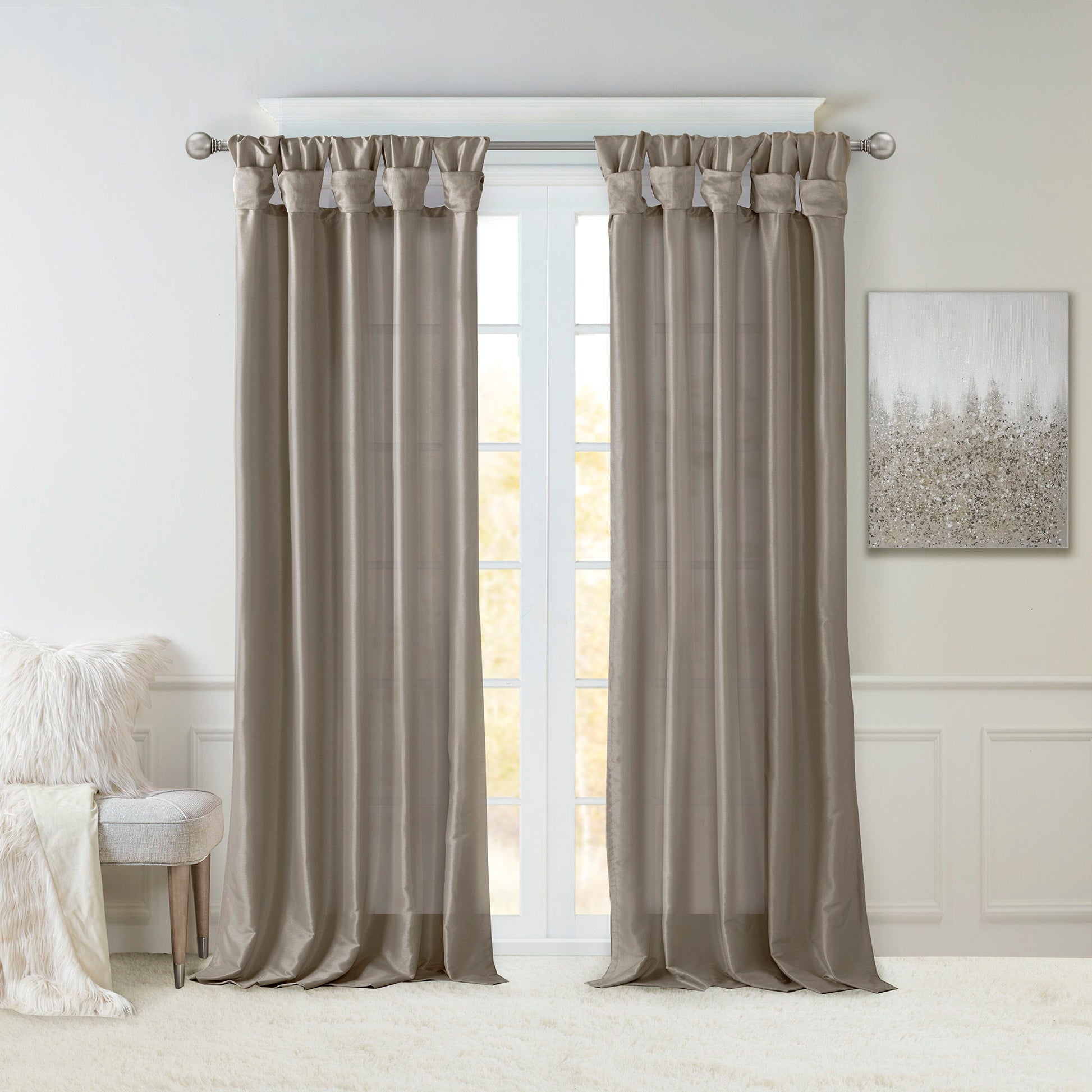 Emilia - 120" Twist Tab Lined Window Curtain - Pewter