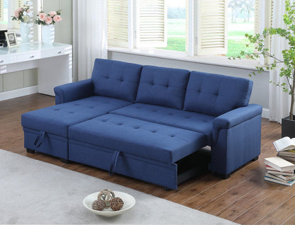 Lucca - Linen Reversible Sleeper Sectional Sofa With Storage Chaise