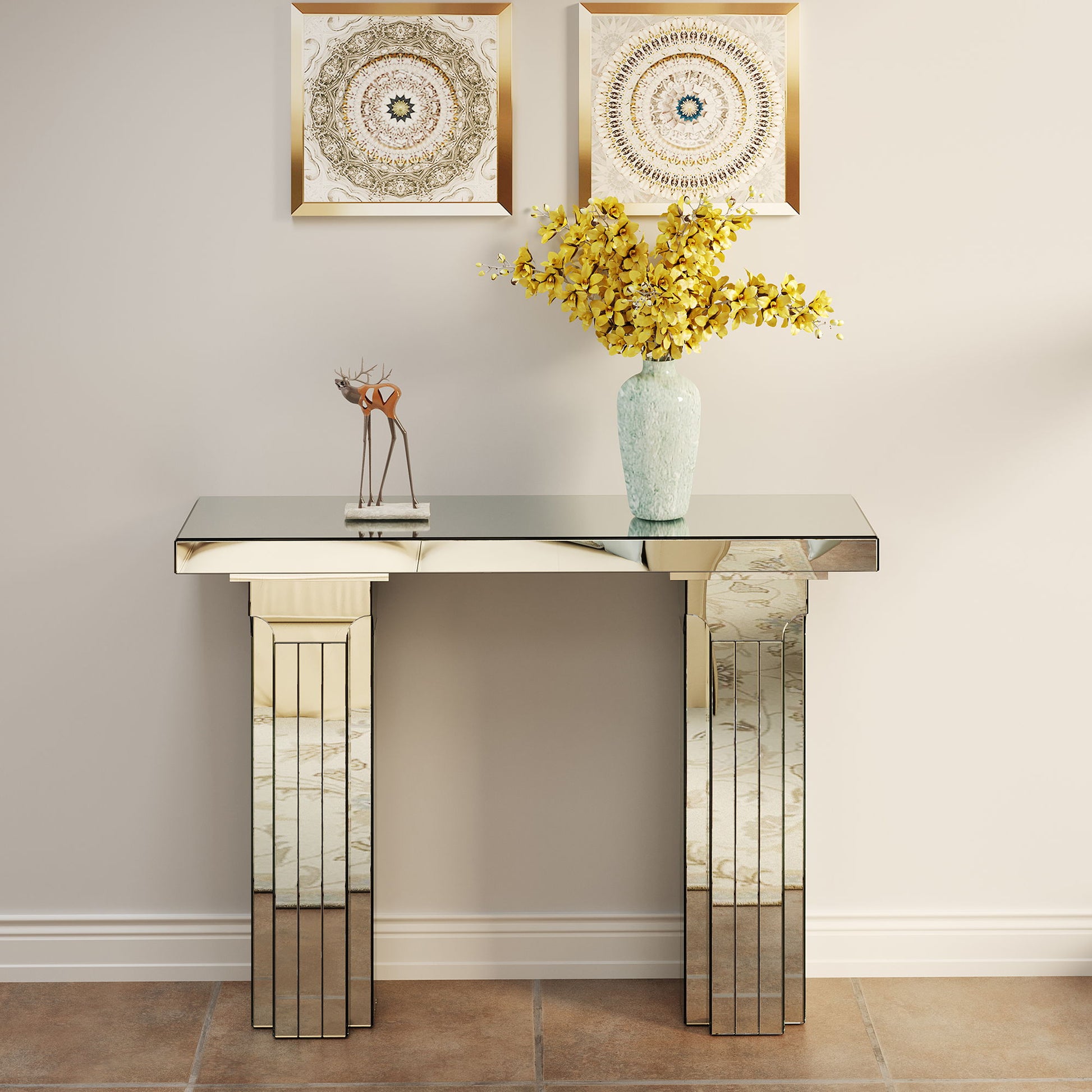 Console Table, Rectangular Entryway Desk For Living Room - Silver
