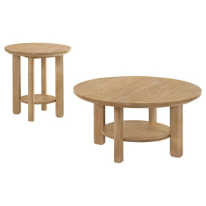 Crispin - 2 Piece Coffee Table Set With Open Shelves - Light Oak