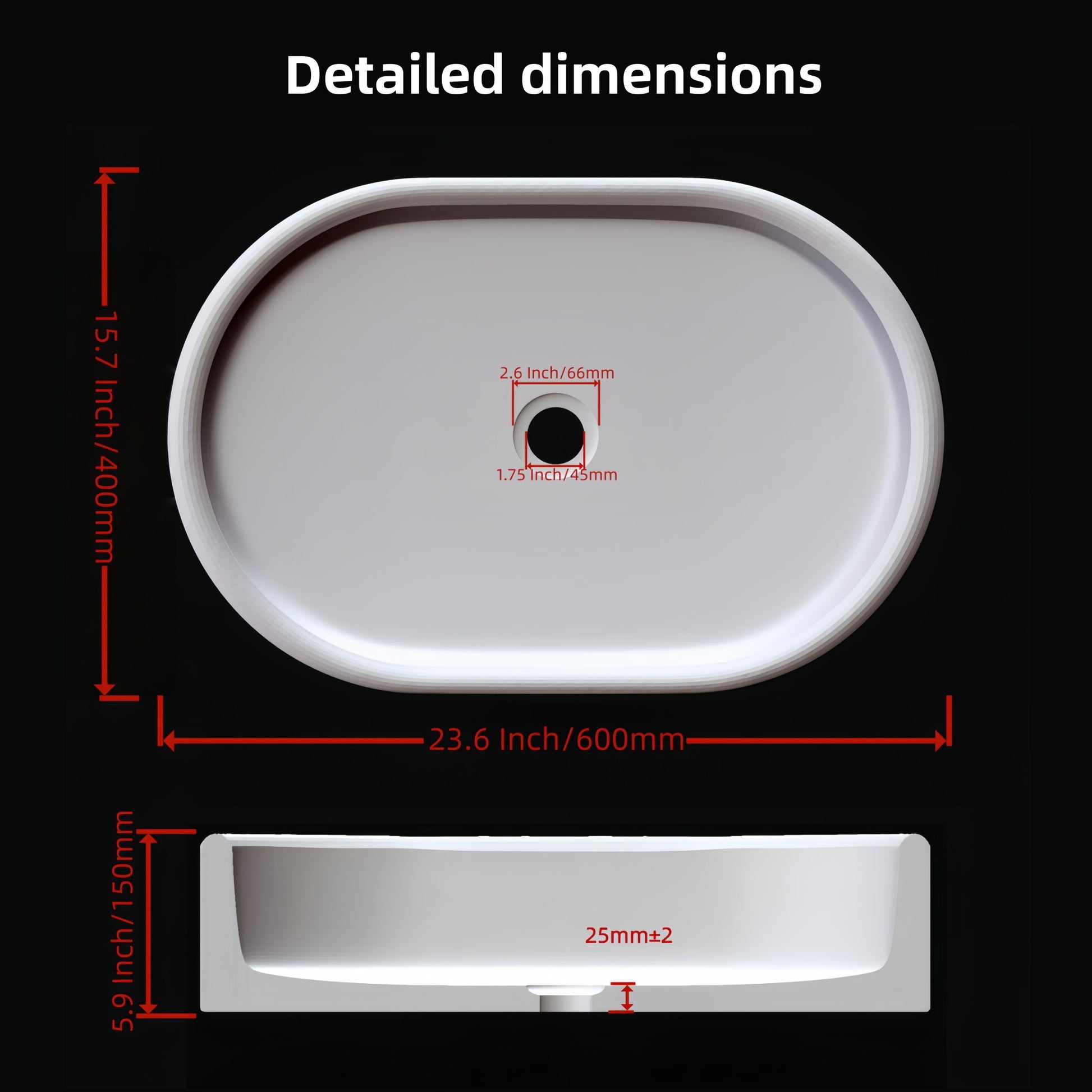 Bathroom Vessel Sink, Semi Polished Surface