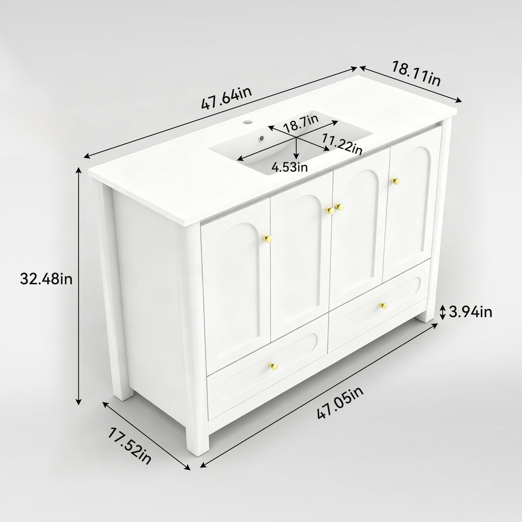 Bathroom Vanity With Sink Combo, 4 Soft Close Doors And 2 Drawers